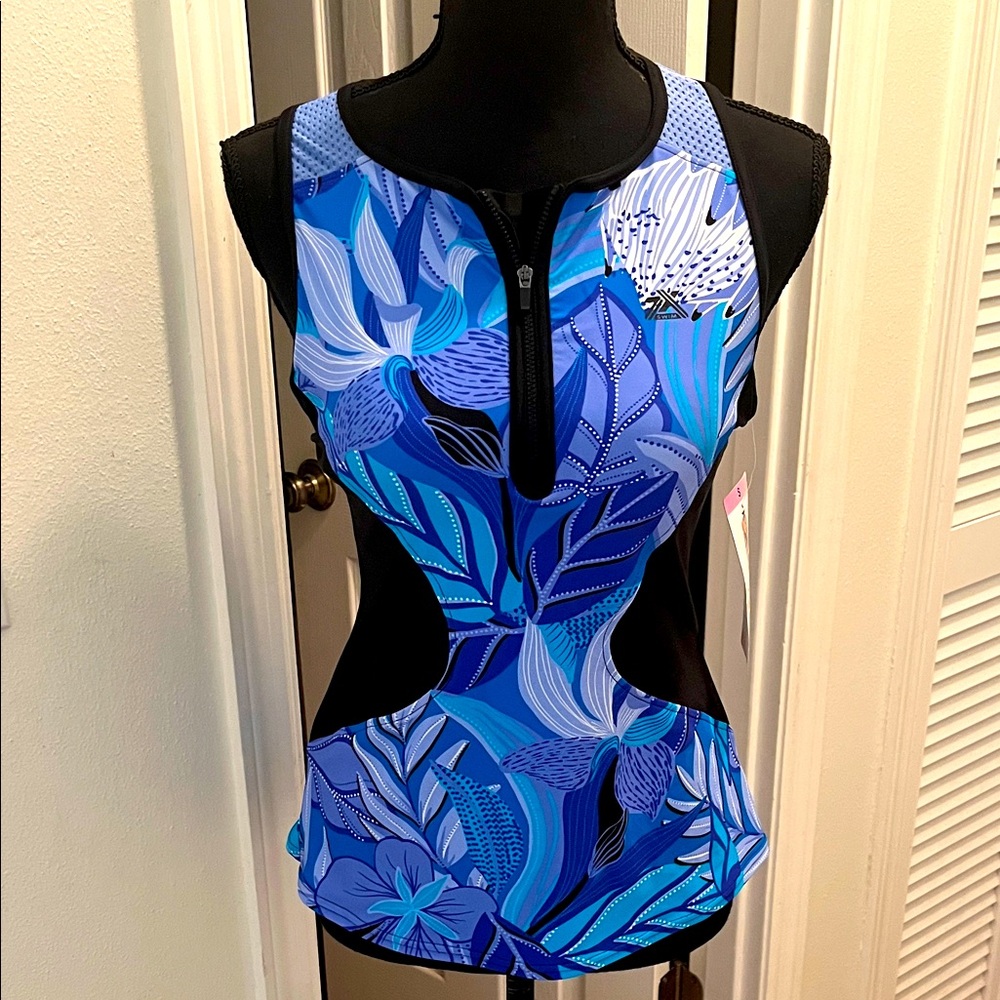 Zero Xposur Cornflower Blue Floral Swim Tankini